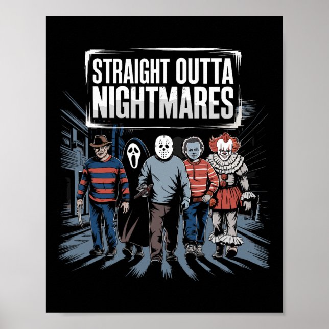 Affiche Horreur vintage Halloween effrayante droite devant (Devant)