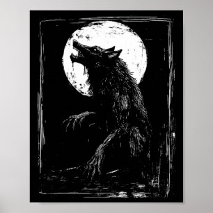 Affiche Horreur Werewolf Head Halloween Mythologie Wolf Sh