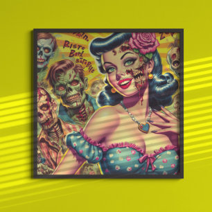 Affiche Horreur Zombie Pin up