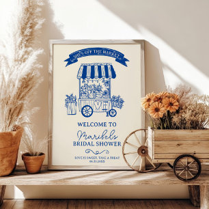 Affiche Hors du marché bleu gribouillis accueil de mariée