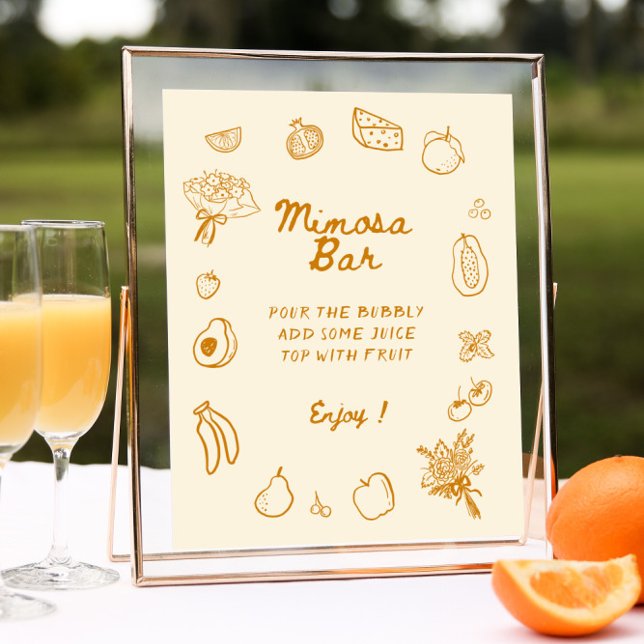 Affiche Hors Du Marché Orange Main Dessinée Bar Mimosa (Créateur téléchargé)