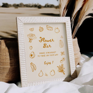 Affiche Hors Du Marché Orange Main Flower Bar Dessiné