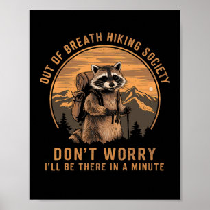 Affiche Hors Respiration Société Raccoon Randonnée Vintag