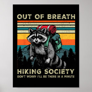 Affiche Hors Respiration Société Raccoon Randonnée Vintag
