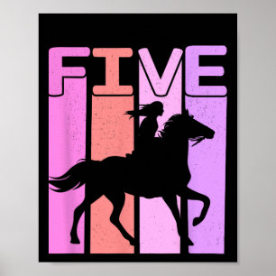 Affiche Horse Girl 5e Anniversaire Équitation Équitation 5