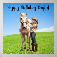 Horse Girl Anniversaire Célébration Message spécia