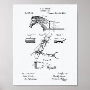Affiche Horse Harness Loop 1885 Brevet Art Livre blanc