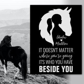 Affiche Horse quote horse and girl horse lover black