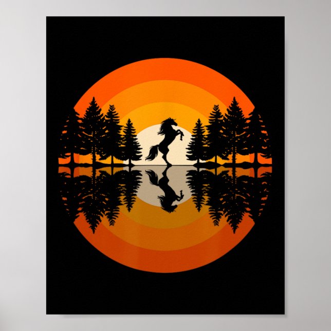 Affiche Horse Riding Forest Nature Sunset (Devant)