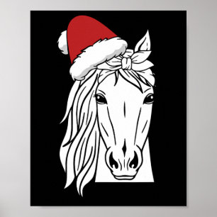 Affiche Horse Santa Hat
