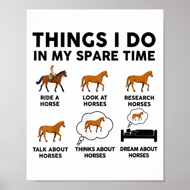 Affiche Horse-shirt Women Girl Things I Do In My Spare Tim (Devant)