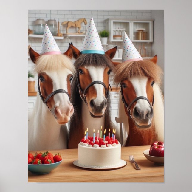 Affiche Horse Wall Art, Horse Birthday Party, Drôle Cheval (Devant)