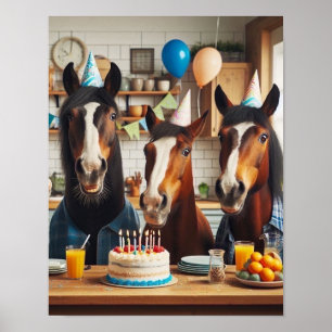 Affiche Horse Wall Art, Horse Birthday Party, Drôle Cheval