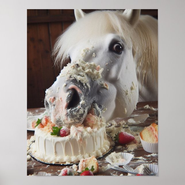 Affiche Horse Wall Art, Horse Birthday Party, Drôle Cheval (Devant)