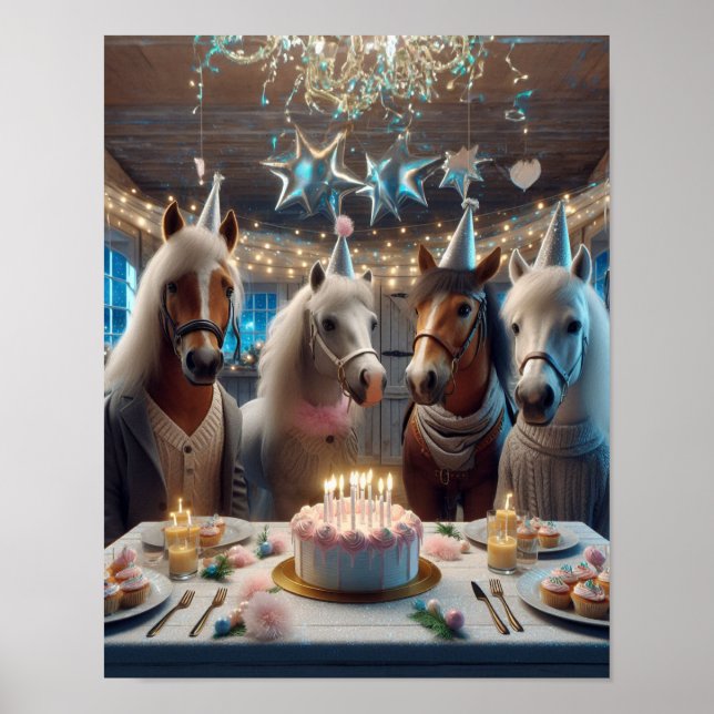 Affiche Horse Wall Art, Horse Birthday Party, Drôle Cheval (Devant)