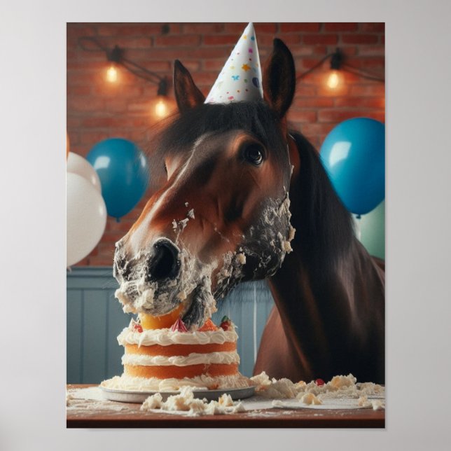 Affiche Horse Wall Art, Horse Birthday Party, Drôle Cheval (Devant)