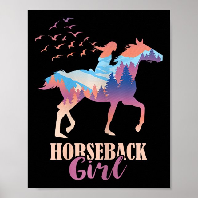Affiche Horseback Girl Horseback équitation Cheval Course  (Devant)