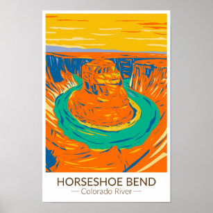 Affiche Horseshoe Bend Colorado River Vintage