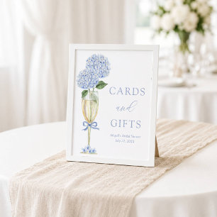 Affiche Hortensia Bleu, Cartes et Cadeaux en Verre Doré