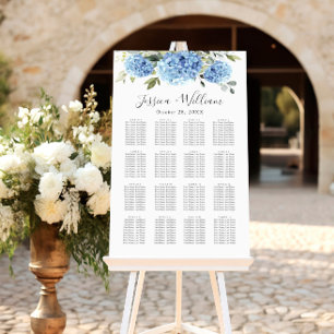 Affiche Hortensia Bleu Eucalyptus 16 Tables PLAN DE TABLE