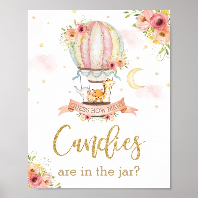 Affiche Hot Air Balloon Devinez combien de bonbons dans Ja (Devant)