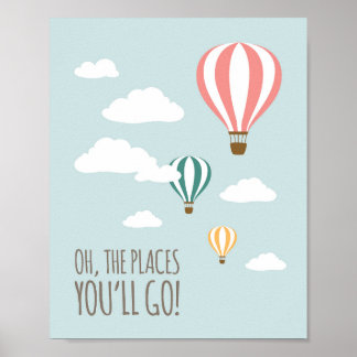 Affiche Hot Air Balloon Nursery Wall Art Print