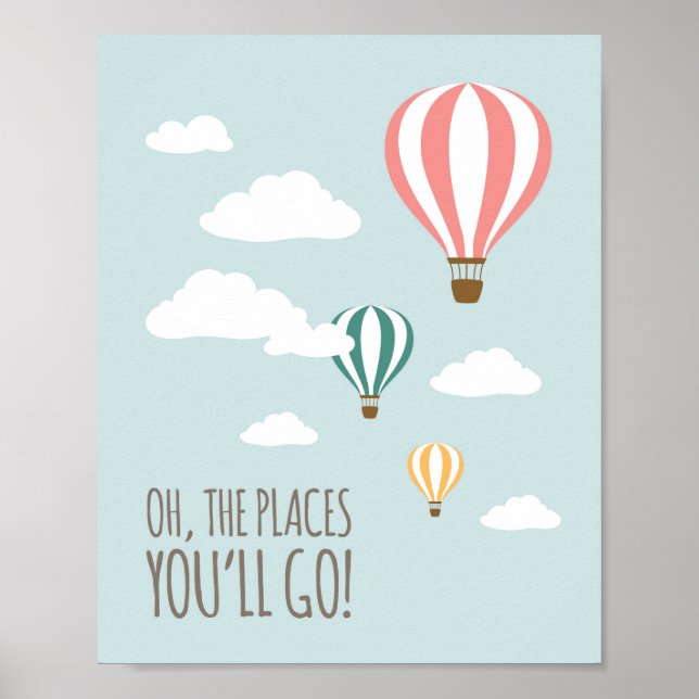 Affiche Hot Air Balloon Nursery Wall Art Print (Devant)