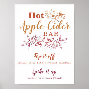 Affiche Hot Apple Cider Bar Menu Mariage Engagement Party