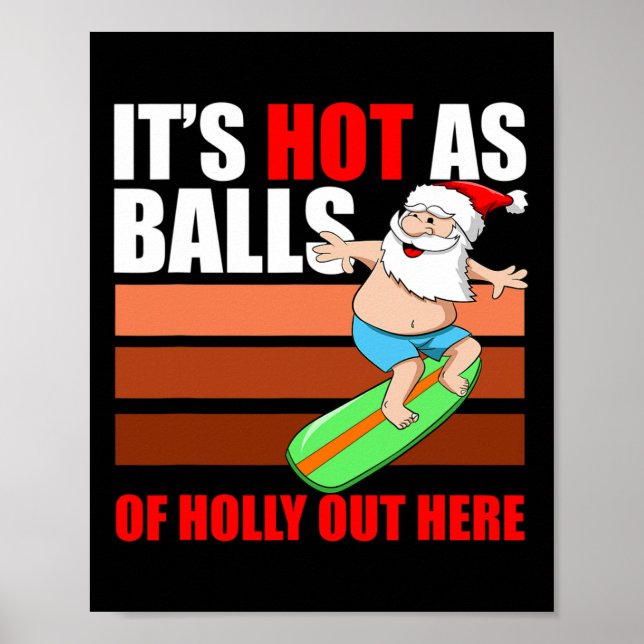 Affiche Hot As Surfer Père Noël Noël Fête Noël En Juillet (Devant)