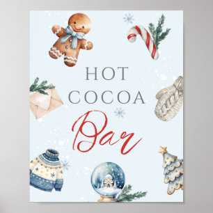Affiche Hot Cocoa Bar Noël hiver premier anniversaire
