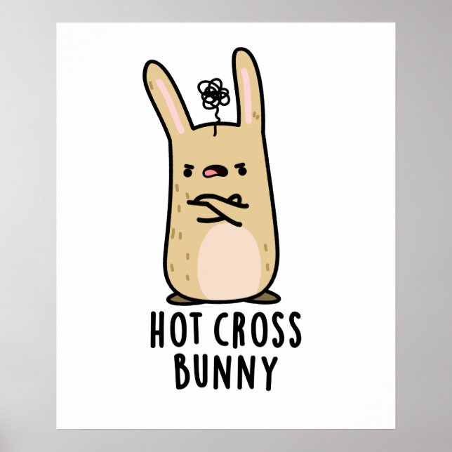 Affiche Hot Cross Bunny Funny Angry Rabbit Pun (Devant)