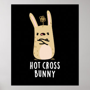 Affiche Hot Cross Bunny Funny Angry Rabbit Pun Dark BG
