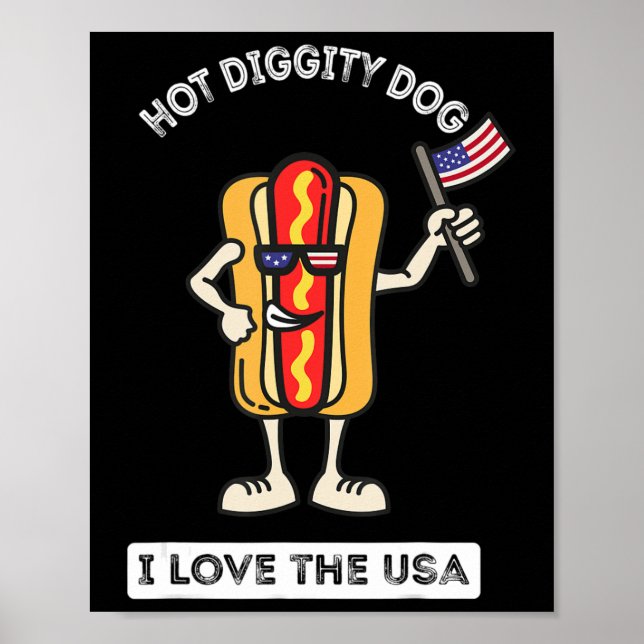 Affiche Hot Diggity Chien Juillet 4 Patriotique Patriotiqu (Devant)