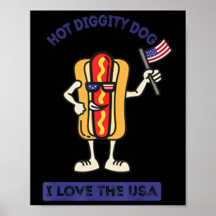 Affiche Hot Diggity Chien Juillet 4 Patriotique Patriotiqu
