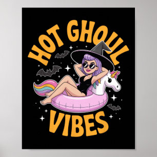 Affiche Hot Ghoul Vibes Sorcière Halloween Costume d'été V
