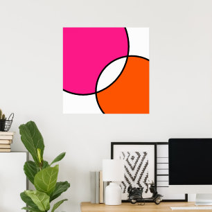 Affiche Hot pink Orange White Circles