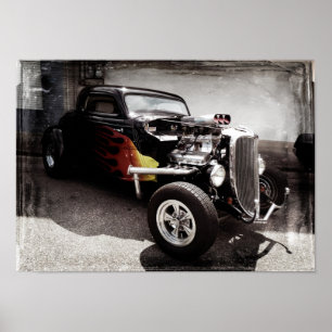 Affiche Hot rod de flammes
