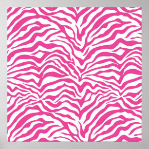 Affiche Hot rose Zebra Imprimer Wild Animal Stripes Nouvea