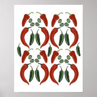 HOT & SPICY Jalapeño Chile Peppers Art Motif