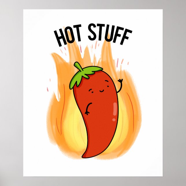 Affiche Hot Stups Funny Red Hot Chili Pepper Pun (Devant)
