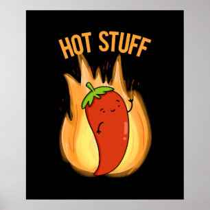 Affiche Hot Stups Funny Red Hot Chili Pepper Pun Dark BG