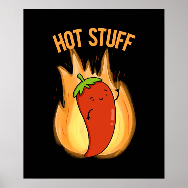Affiche Hot Stups Funny Red Hot Chili Pepper Pun Dark BG (Devant)