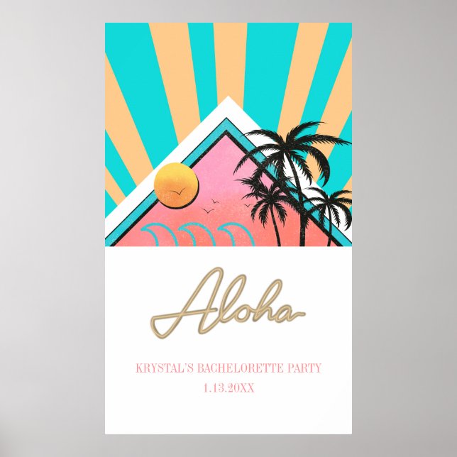 Affiche Hot Tropical Beach Bachelorette Party Neon (Devant)