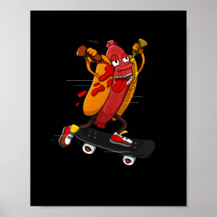 Affiche Hotdog Skater Funny Patinage Bratwurst