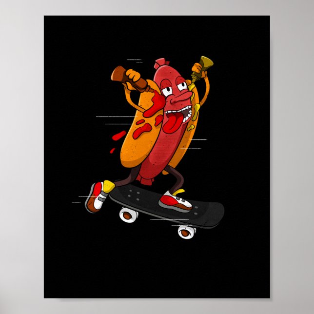 Affiche Hotdog Skater Funny Patinage Bratwurst (Devant)