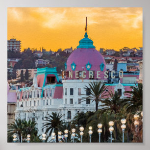 Affiche Hôtel de luxe célèbre Hotel Negresco à Nice France