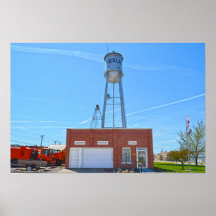 Affiche Hôtel de ville et château d'eau de Bucklin, Kansas