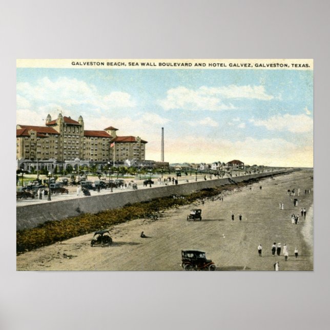 Affiche Hotel Galvez, Galveston, Texas 1924 Vintage (Devant)