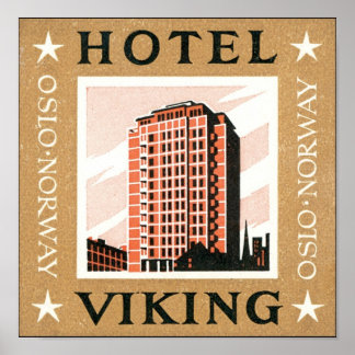 Affiche Hôtel Viking, Oslo Norvège