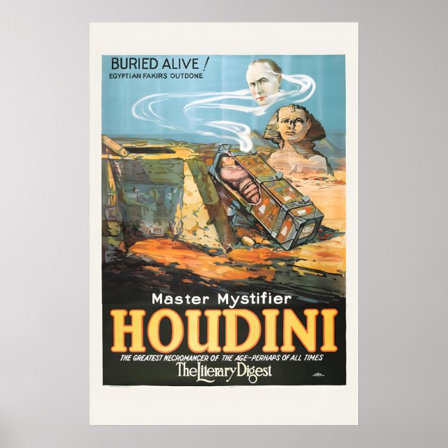 Affiche Houdini Égypte Sphinx Enterré Vivant Magie Classiq (Devant)